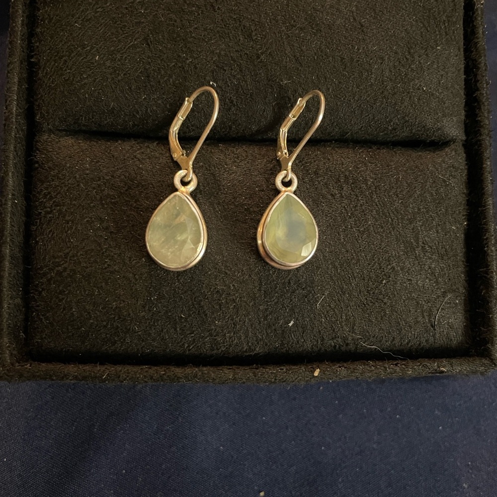 Sterling Silver Aventurine Teardrop Earrings - Picture 3 of 6